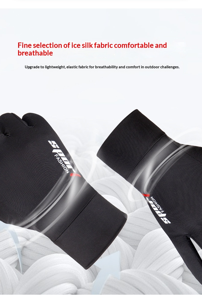 Junge Junge Junge Radfahren Outdoor Fahren Elektrofahrrad Sonnenschutz Rutschfest Touchscreen Fingerlose Herren Angeln Eis Seide Handschuhe_voghion.com