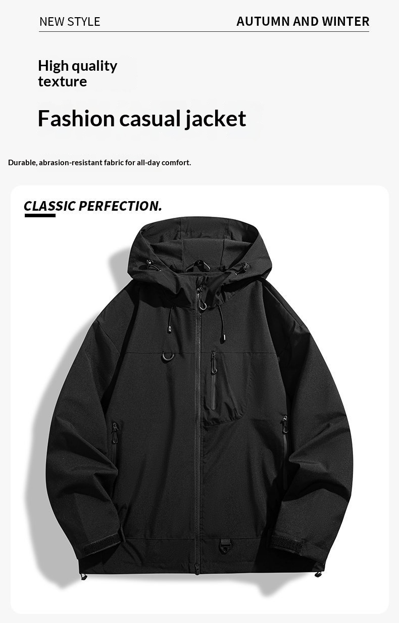 Outdoor-Wanderjacke für Jungen im Bergstil, Frühlingsjacke mit Kapuze für Herren_voghion.com