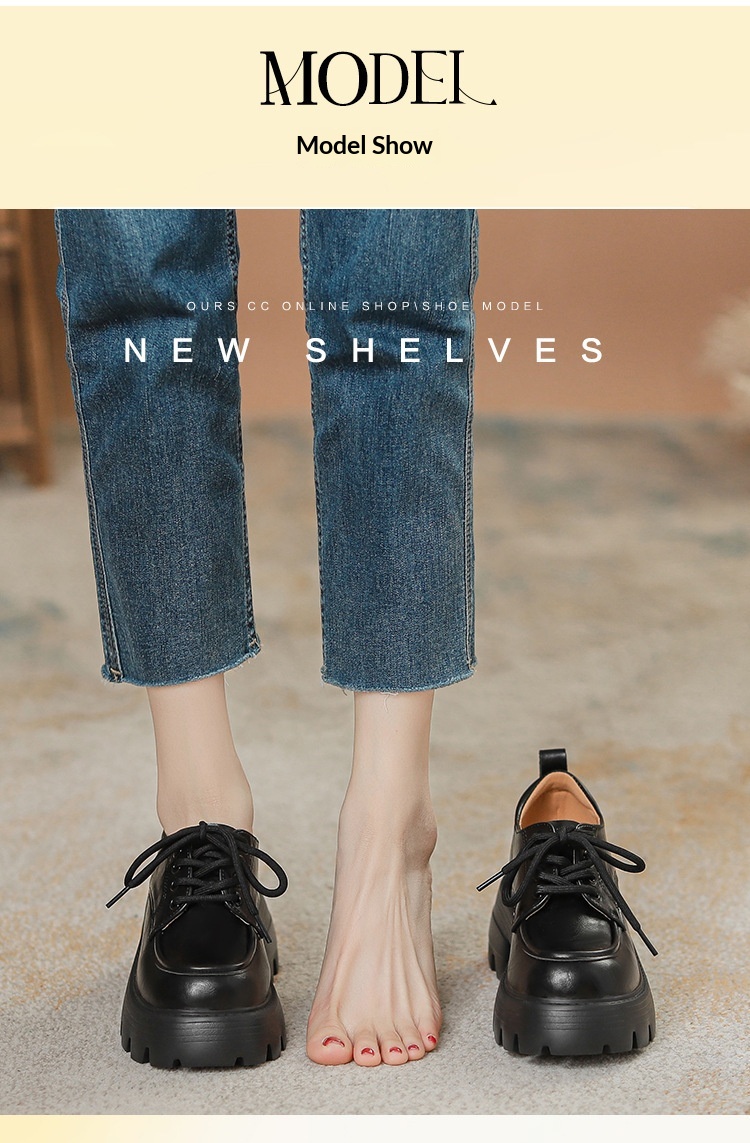 Mocassins Voyage Voyage Genuine à semelle épaisse couleur raisin, style mom, confortables et rehaussants, derby à lacets, pour femmes étudiantes, en cuir._voghion.com