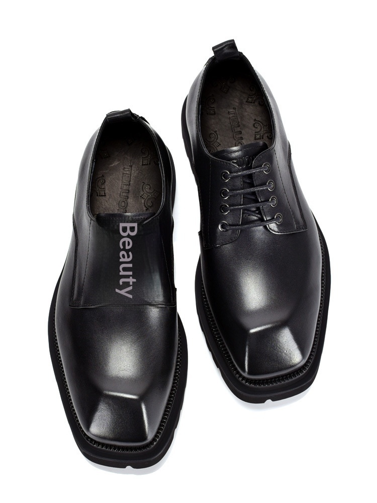 Scarpe da uomo in vera pelle Voyage, eleganti e di alta qualità, con punta quadrata, suola spessa, stile retrò, casual e artigianali_voghion.com