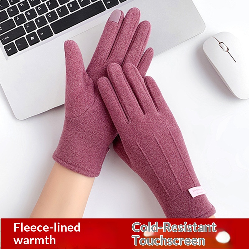 Gants chauds pour homme et femme, conçus pour le cyclisme, la conduite et les sports de plein air en polaire pour l'automne et l'hiver, compatibles avec les écrans tactiles._voghion.com