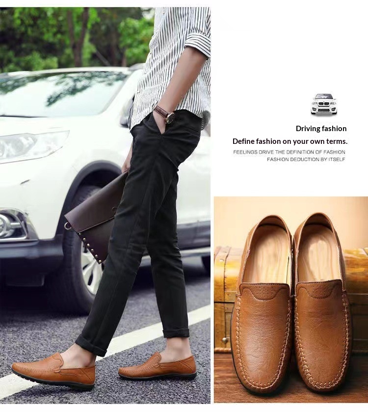 Voyage Voyage Summer Business Casual British Style Loafers Slip-On Lazy Soft Sole Versatile Breathable Men's Leather Shoes_voghion.com