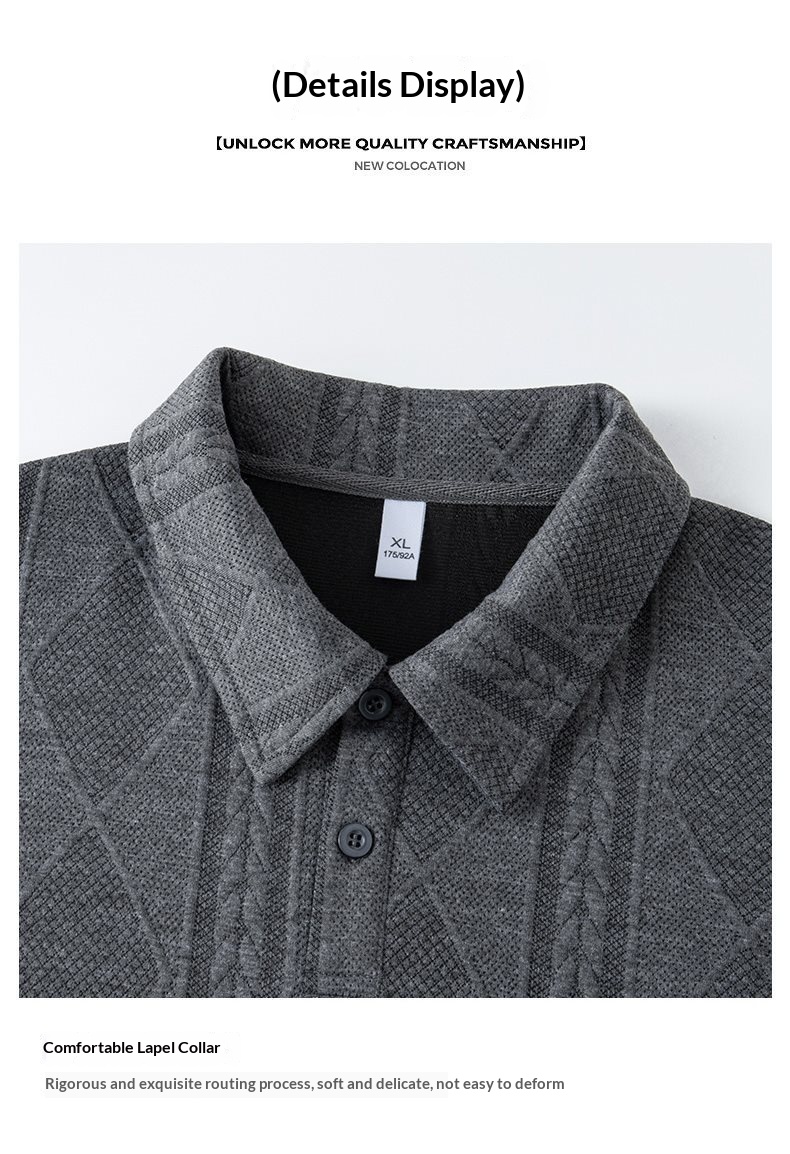 boy Boy Textured Sweatshirt For Men, Spring And Autumn Style, Zodiac Year Clothing, American Retro High-end Long Sleeve Polo_voghion.com