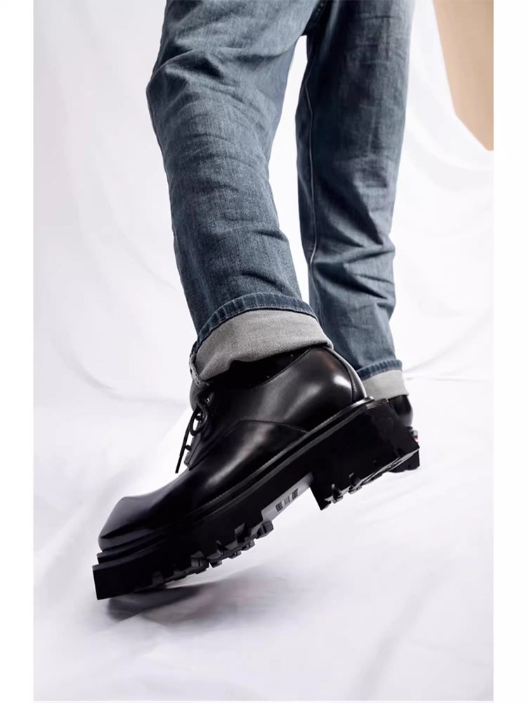 Scarpe da uomo in vera pelle Voyage, eleganti e di alta qualità, con punta quadrata, suola spessa, stile retrò, casual e artigianali_voghion.com