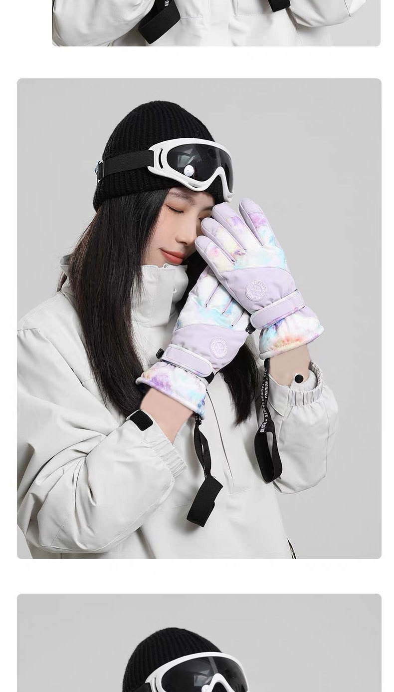 Gants de ski d'hiver pour femme, doublés polaire, épais, chauds, imperméables, compatibles avec les écrans tactiles, spécialement conçus pour la moto._voghion.com