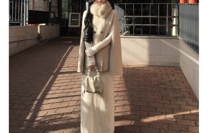 Women's Clothing Women's Clothing Chaebol Heiress Double-Sided Cape Wool Coat Women's Autumn Winter Short Woolen Overcoat_voghion.com