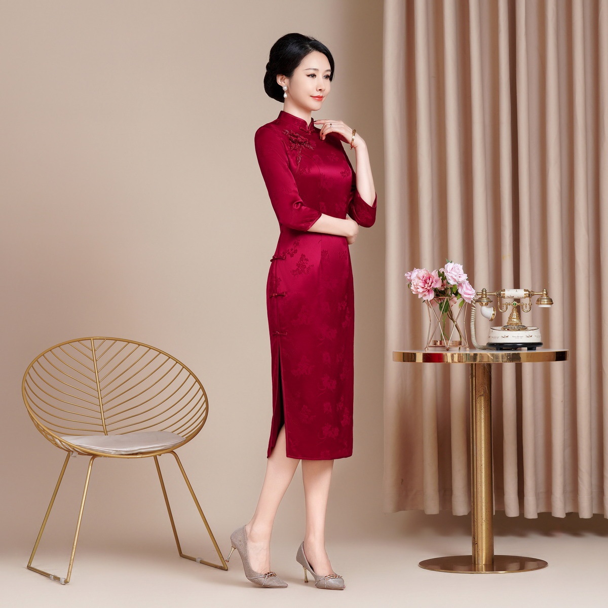 ChicShe ChicShe Herfst Nieuwe Vintage Verbeterde Cheongsam Voor Vrouwen, High-End Gevoel, Outfit voor Middelbare En Oudere Moeders, Oma's_voghion.com