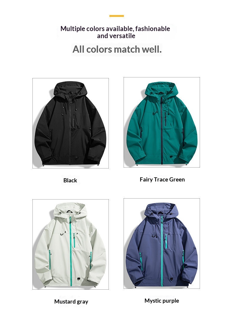 Outdoor-Wanderjacke für Jungen im Bergstil, Frühlingsjacke mit Kapuze für Herren_voghion.com