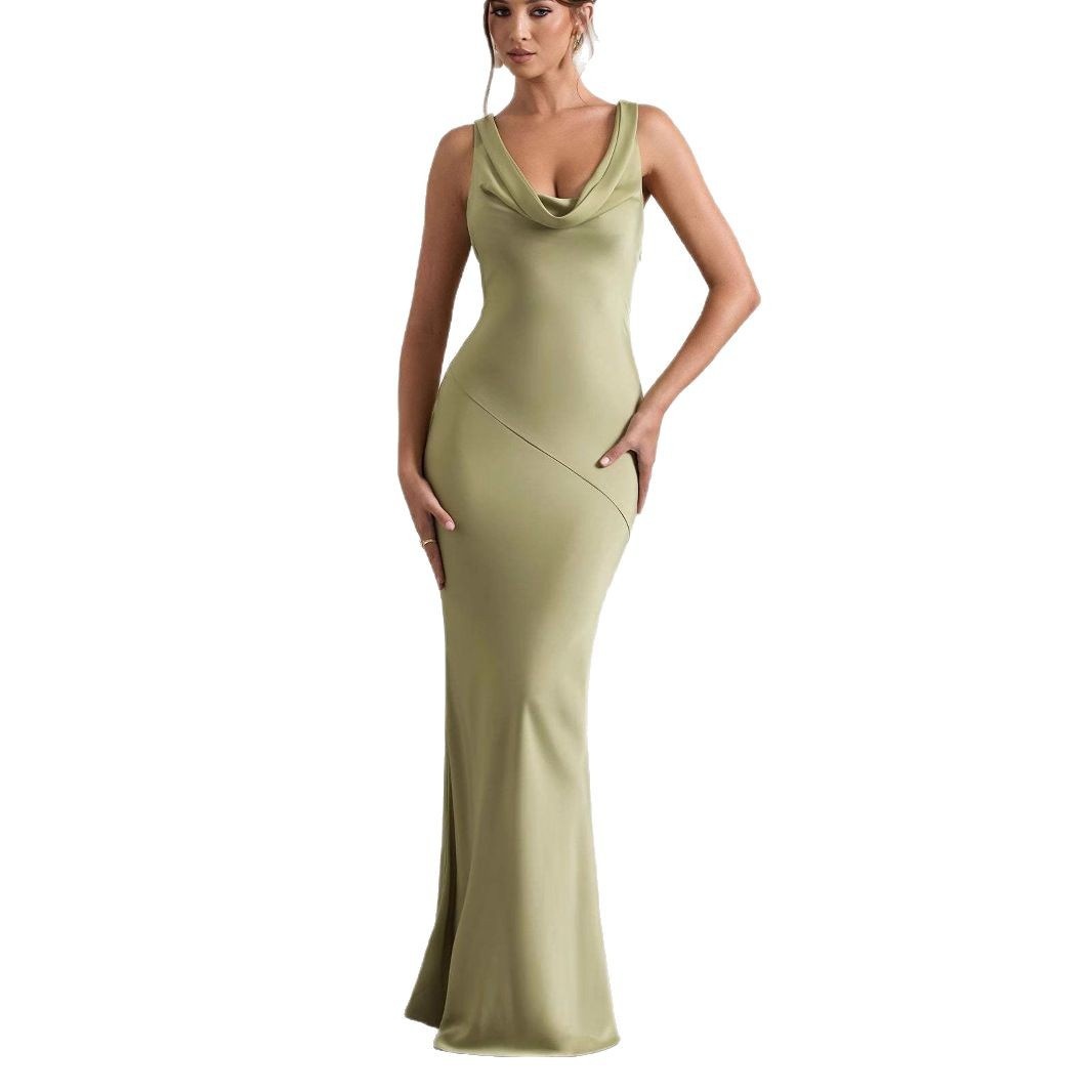 ChicShe ChicShe 2025 European And American Cross-Border New Elegant High-End Satin Slim Fit Bodycon Mermaid Backless Sexy Dress Gown_voghion.com