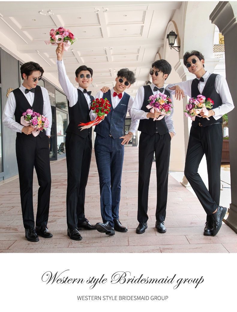 Ensemble trois pièces pour garçon d'honneur, tenue de cérémonie style western d'été : chemise, gilet et costume._voghion.com