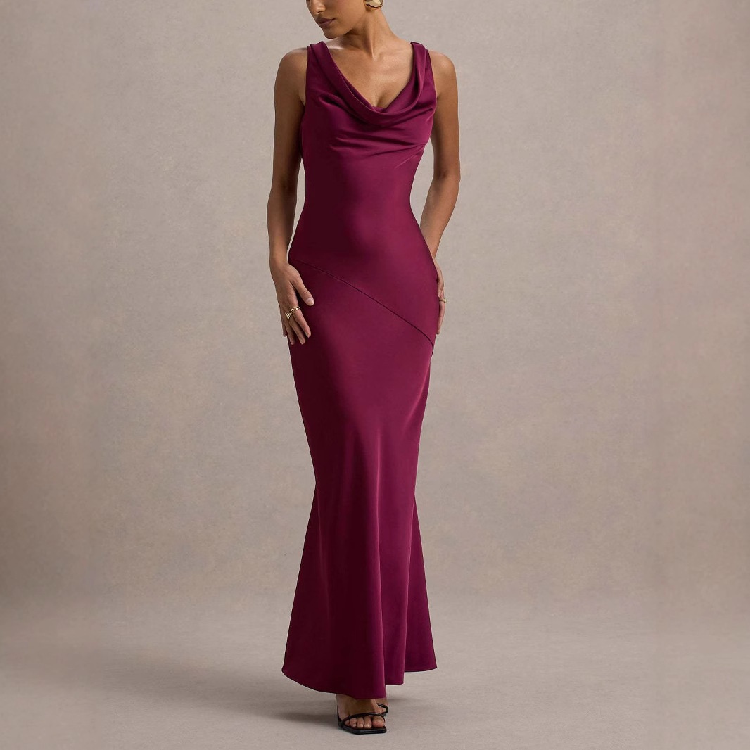 ChicShe ChicShe 2025 European And American Cross-Border New Elegant High-End Satin Slim Fit Bodycon Mermaid Backless Sexy Dress Gown_voghion.com