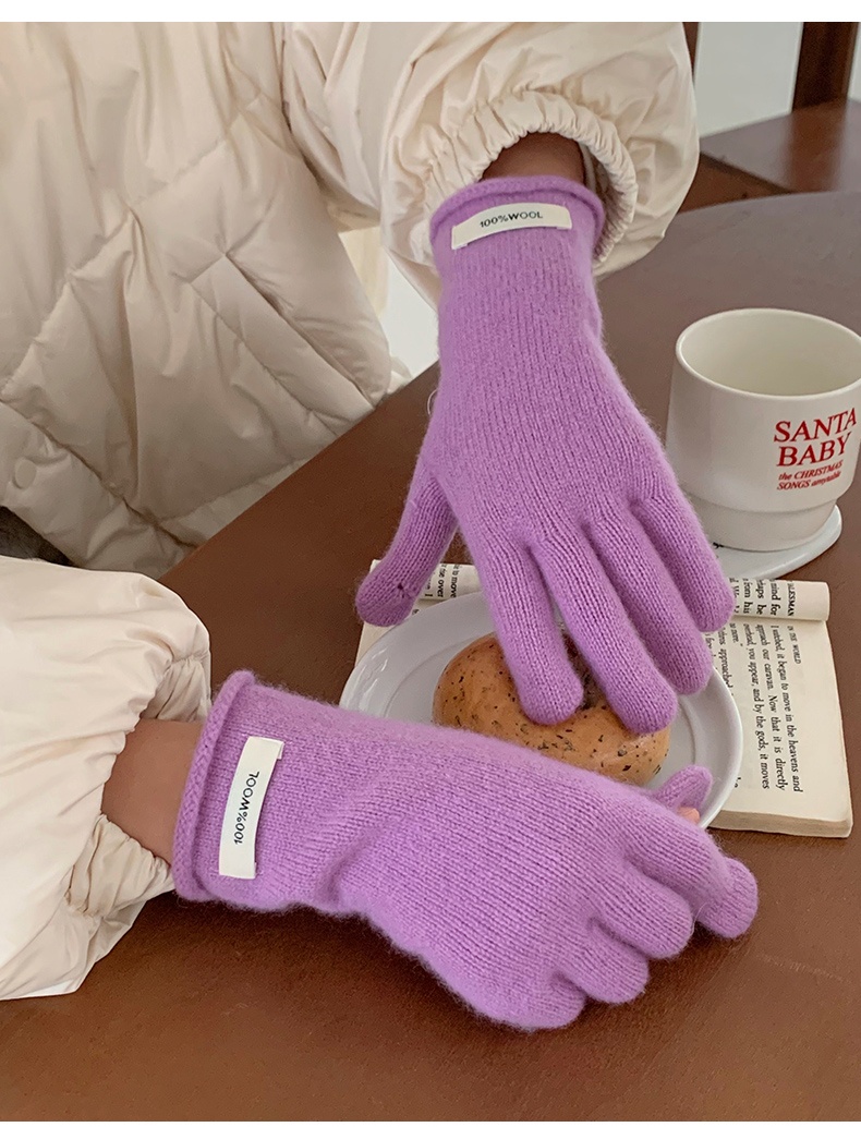 boy Boy Boy 2024 New Chinese Red Wool Knitted Long Women Winter Windproof Five-Finger Warm Cycling Gloves For Men_voghion.com