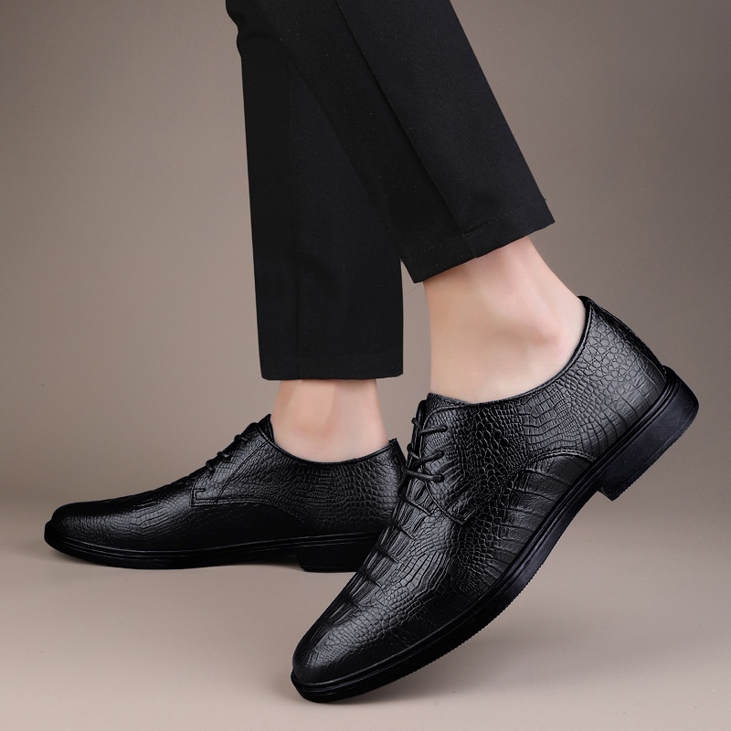 Scarpe Derby da uomo in pelle con motivo coccodrillo, stile casual, versatili, estive, Voyage 2024_voghion.com