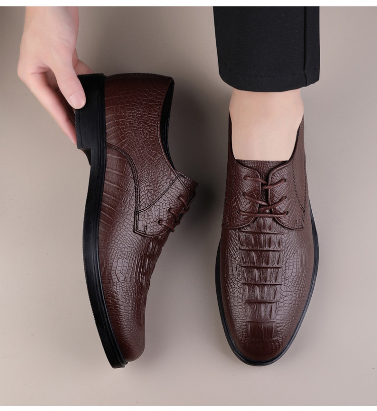 Scarpe Derby da uomo in pelle con motivo coccodrillo, stile casual, versatili, estive, Voyage 2024_voghion.com