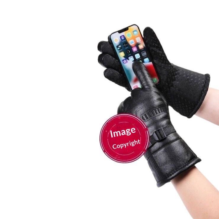 boy Boy Boy Cotton Windproof Cold Resistant Fleece Lined Thickened Leather Gloves Men Winter Outdoor Warm Cycling Electric Bike_voghion.com