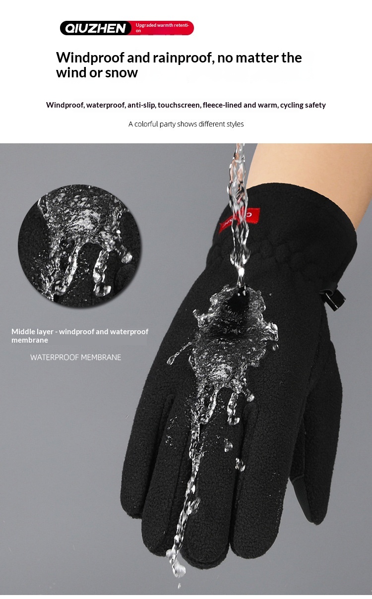 boy Boy Boy Winter Gloves Fleece Lined Thickened Non-Slip Touchscreen Sports Driving Outdoor Cycling Men's Windproof Warm_voghion.com