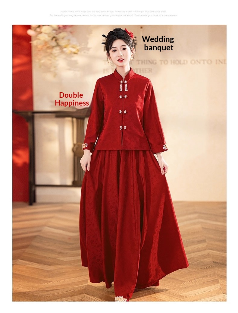 ChicShe ChicShe Rood Bruidspak Voor Toasting, Luxe Verlovingsoutfit, Nieuw Chinees Bruidsschat Showpak, Trouwjurk, Huwelijk_voghion.com