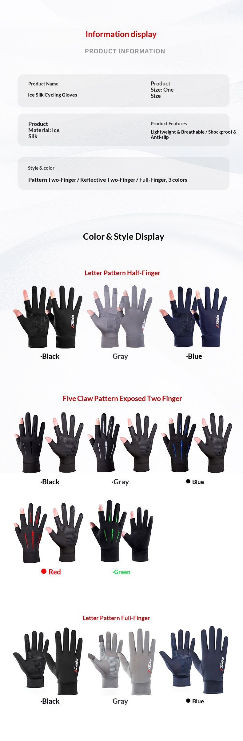 Junge Junge Junge Radfahren Outdoor Fahren Elektrofahrrad Sonnenschutz Rutschfest Touchscreen Fingerlose Herren Angeln Eis Seide Handschuhe_voghion.com