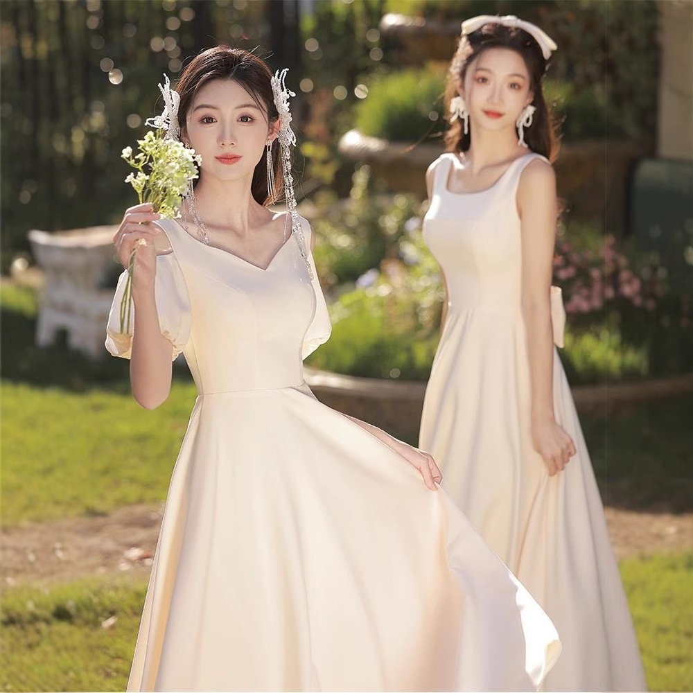 ChicShe ChicShe 2025 New Style Female Best Friend Fairy Slim Champagne Color Sister Bridesmaid Group Dress High-end Summer_voghion.com