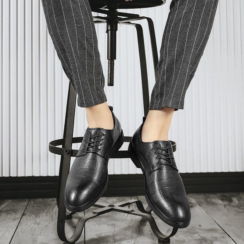 Voyage Men's Business Formal Leather Autumn Winter New Large Size Cowhide Thickened Derby Wedding Groom Shoes_voghion.com