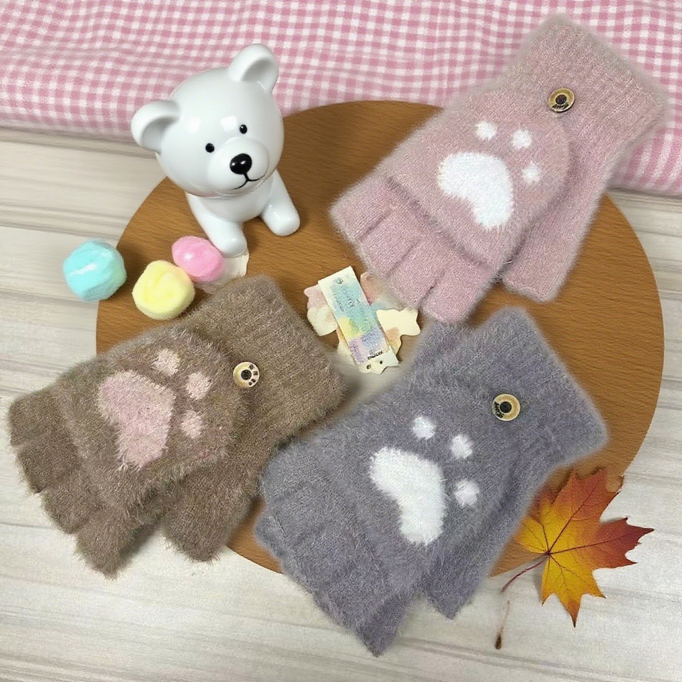 Guanti da scrittura per studenti in maglia di visone senza dita, caldi e spessi, per uomo, in peluche invernale, con mezze dita, modello flip cover_voghion.com