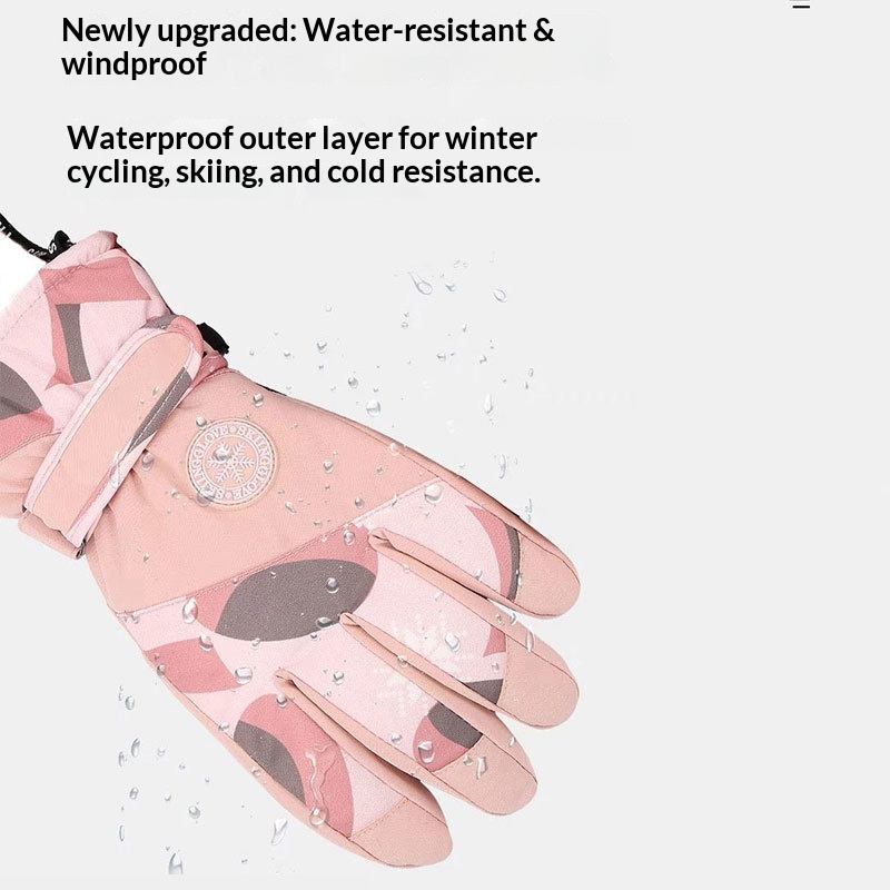 Gants de ski d'hiver pour femme, doublés polaire, épais, chauds, imperméables, compatibles avec les écrans tactiles, spécialement conçus pour la moto._voghion.com