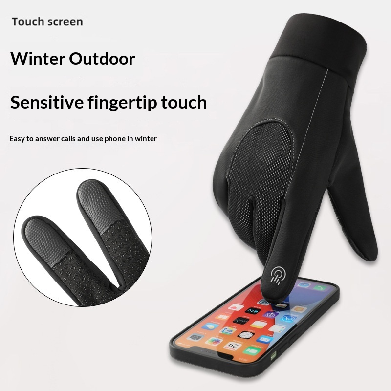 Ragazzo Ragazzo Inverno Caldo Antivento Ciclismo Esterno Per Uomo, Foderato in Pile, Spesso, Antiscivolo, Impermeabile, Compatibile con Touchscreen_voghion.com