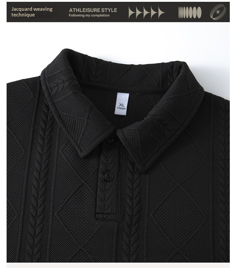 boy Boy Textured Sweatshirt For Men, Spring And Autumn Style, Zodiac Year Clothing, American Retro High-end Long Sleeve Polo_voghion.com