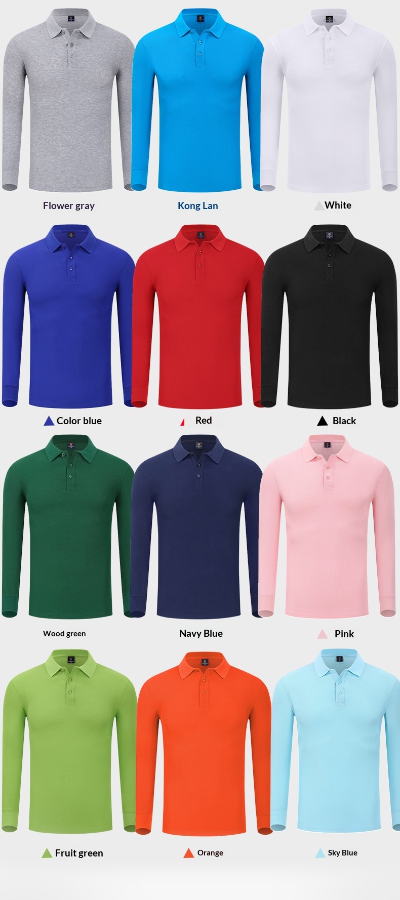 Polo personalizzata con colletto rovesciato a maniche lunghe per ragazzo, cultura aziendale, fai da te, abbigliamento da lavoro, pubblicità, maglietta_voghion.com