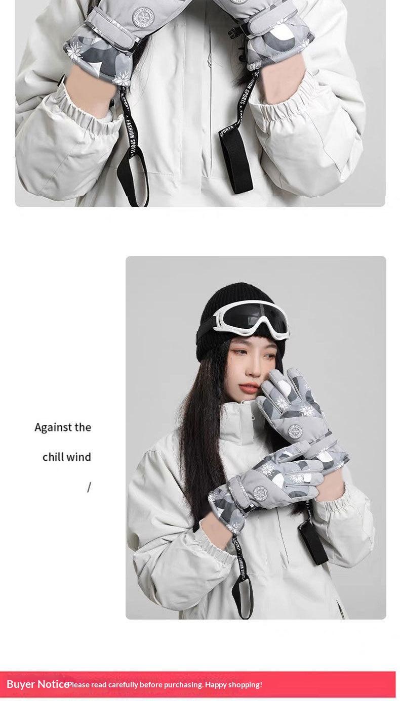Gants de ski d'hiver pour femme, doublés polaire, épais, chauds, imperméables, compatibles avec les écrans tactiles, spécialement conçus pour la moto._voghion.com