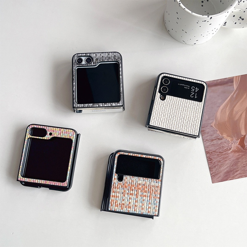 50455555550<=3 Findn3 Flip Cover Folding Screen Phone Case Compatible With Flip 5 Woven Texture Z Fold 4 Hard Simple_voghion.com