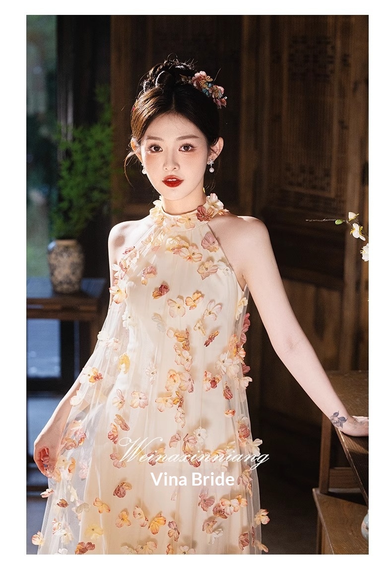 ChicShe ChicShe French Style Evening For Women 2025 New Light Niche High-end Engagement Sheer Toast Dress Bride Morning Robe_voghion.com