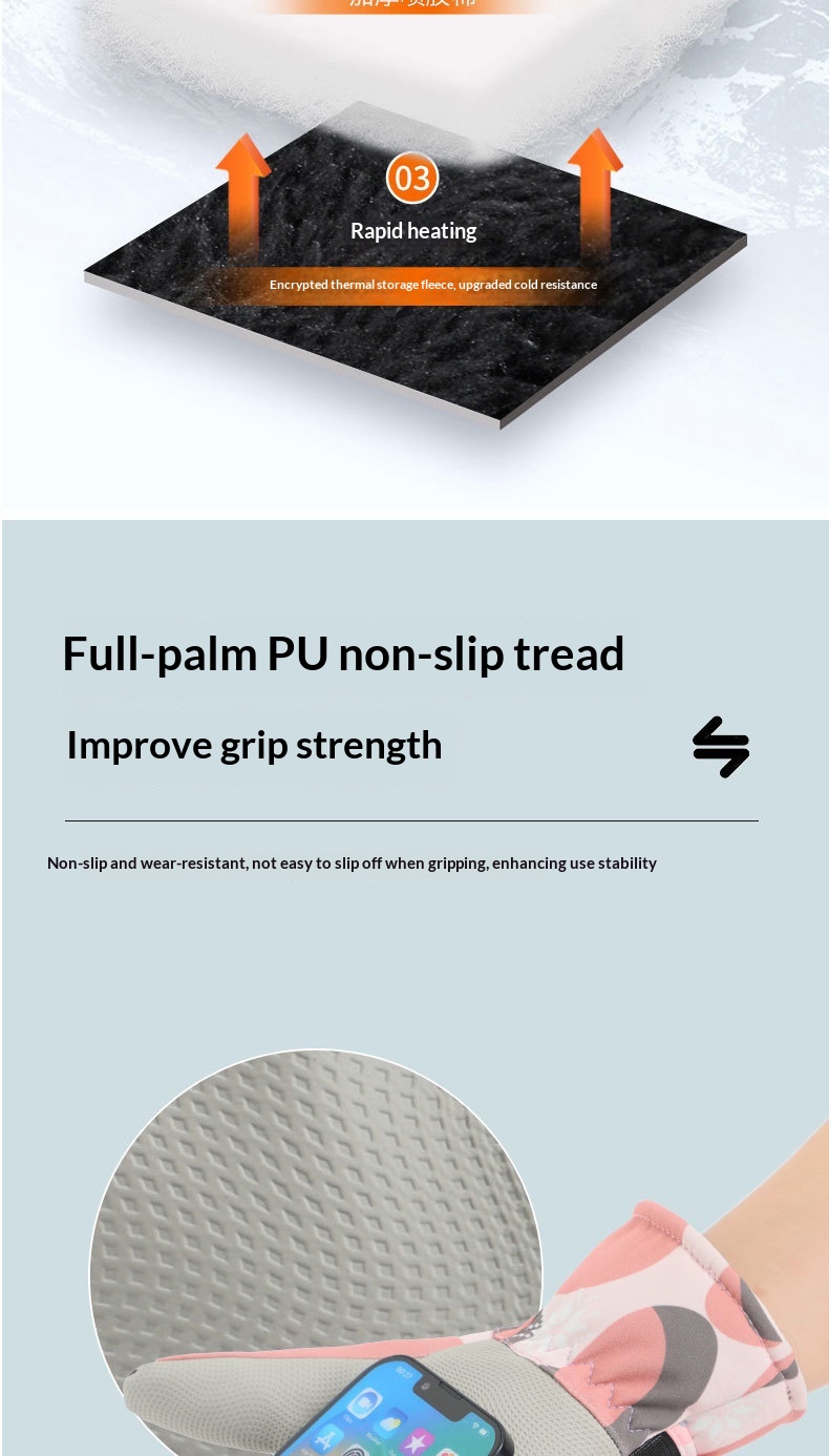 Gants de ski d'hiver pour femme, doublés polaire, épais, chauds, imperméables, compatibles avec les écrans tactiles, spécialement conçus pour la moto._voghion.com