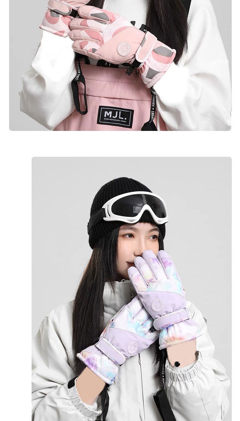 Gants de ski d'hiver pour femme, doublés polaire, épais, chauds, imperméables, compatibles avec les écrans tactiles, spécialement conçus pour la moto._voghion.com