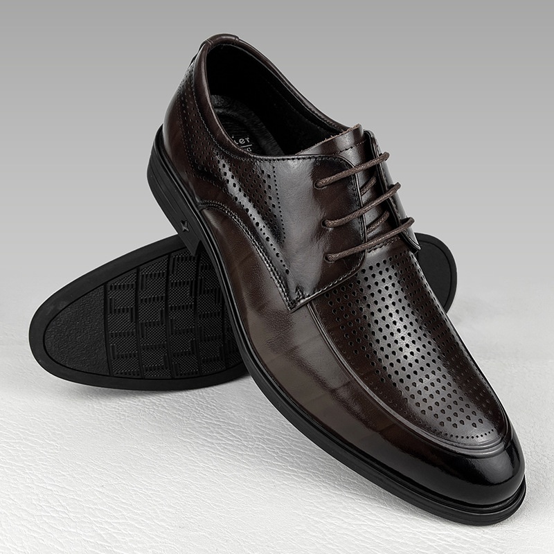 Scarpe derby da uomo Voyage Formal, estive, traspiranti, in rete, da ufficio, in vera pelle, primo strato, in pelle bovina_voghion.com