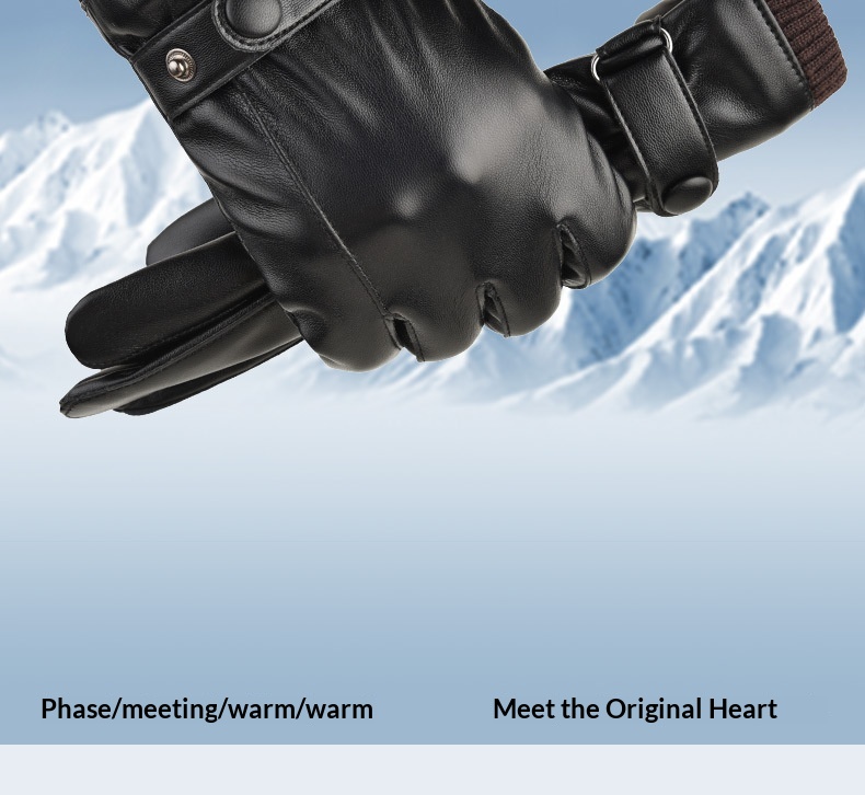 Guanti in pelle Boy Boy A102 per uomo, autunno e inverno, foderati in pile, spessi, touchscreen, caldi, per motociclisti all'aperto,_voghion.com