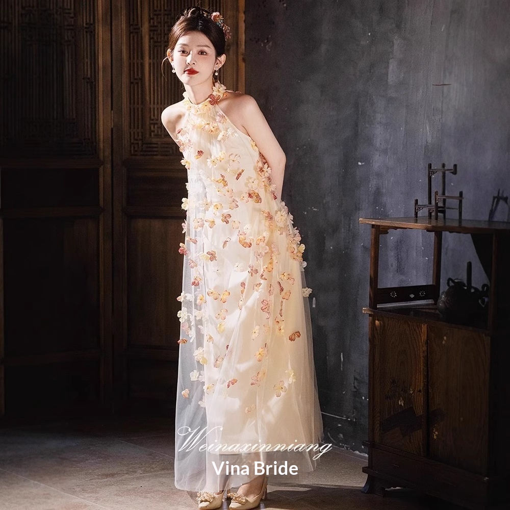 ChicShe ChicShe French Style Evening For Women 2025 New Light Niche High-end Engagement Sheer Toast Dress Bride Morning Robe_voghion.com