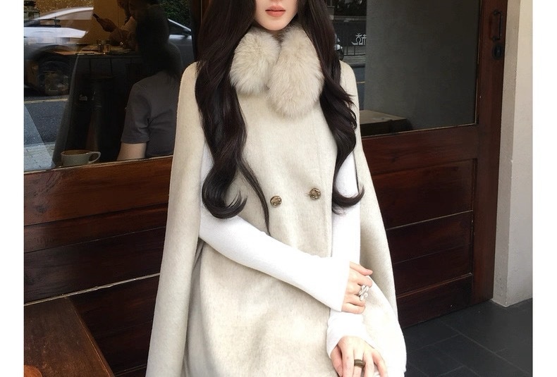 Women's Clothing Women's Clothing Chaebol Heiress Double-Sided Cape Wool Coat Women's Autumn Winter Short Woolen Overcoat_voghion.com