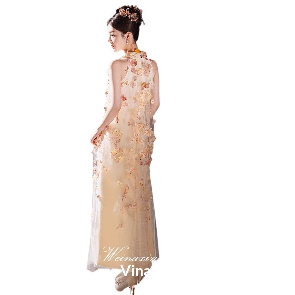 ChicShe ChicShe French Style Evening For Women 2025 New Light Niche High-end Engagement Sheer Toast Dress Bride Morning Robe_voghion.com