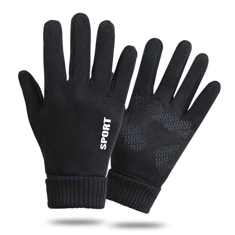 boy Boy Boy N034 Thermal Winter Outdoor Touchscreen Cycling Hand Protection Men's Suede Windproof Cold-Proof Gloves Derong_voghion.com