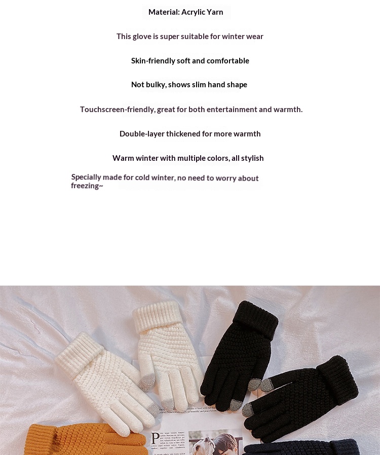 boy Boy Boy Warm Gloves For Women 2023 Autumn Winter New Thickened Fleece Cold-Proof Flip Cover Knitted Men Touchscreen_voghion.com
