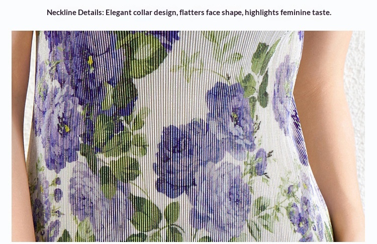 ChicShe ChicShe Chinese Style Pleated Printed Qipao For Women Summer New High-end Short Sleeve Waist-cinching Bodycon Long Dress_voghion.com