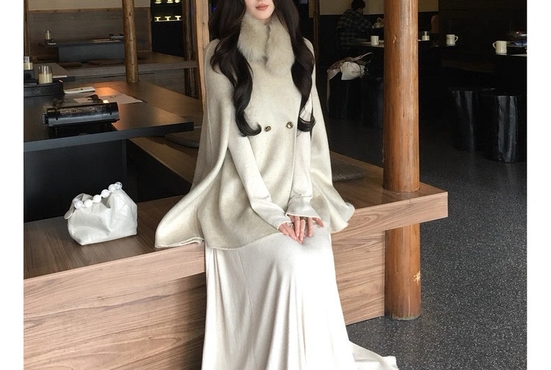 Women's Clothing Women's Clothing Chaebol Heiress Double-Sided Cape Wool Coat Women's Autumn Winter Short Woolen Overcoat_voghion.com