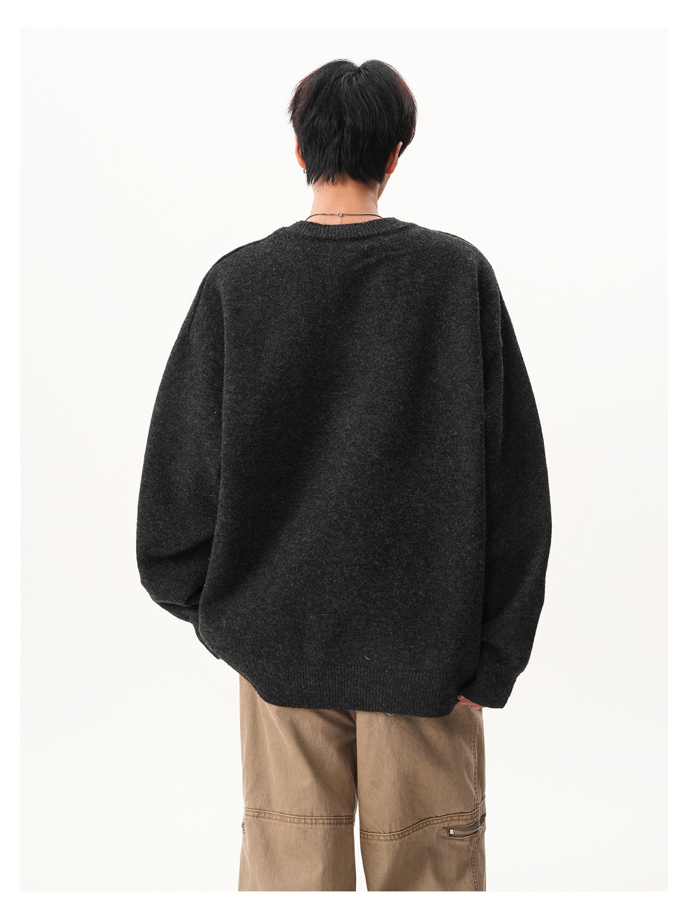 Pull-over deux pièces en maille à col en V pour homme, style rétro décontracté, manches longues, idéal pour l'automne et l'hiver._voghion.com