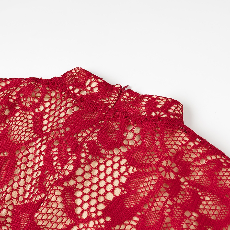 ChicShe ChicShe European And American Sexy Women's Clothing New Long Sleeve Lace Hollow Slim Fit Elegant Hot Girl Bodycon Dress_voghion.com