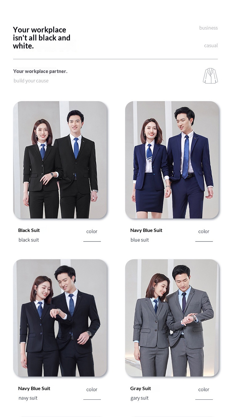 boy Men's Black Jacket Slim Fit Office Professional Suit Set For Men Government Enterprise Workwear Manufacturer_voghion.com