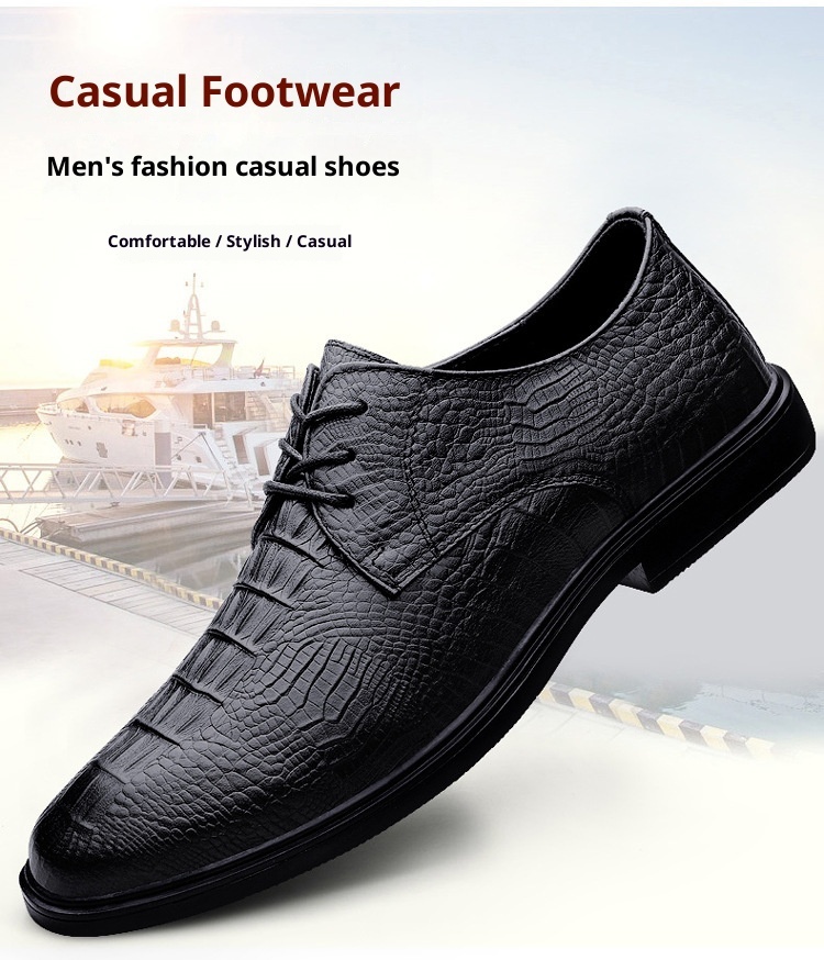 Scarpe Derby da uomo in pelle con motivo coccodrillo, stile casual, versatili, estive, Voyage 2024_voghion.com