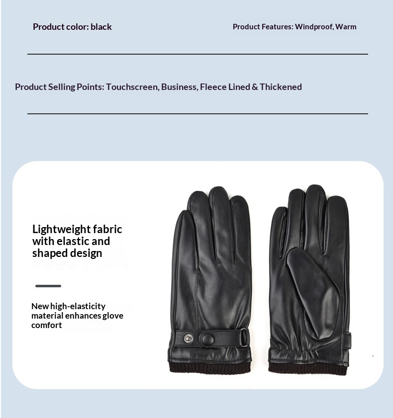 Guanti in pelle Boy Boy A102 per uomo, autunno e inverno, foderati in pile, spessi, touchscreen, caldi, per motociclisti all'aperto,_voghion.com