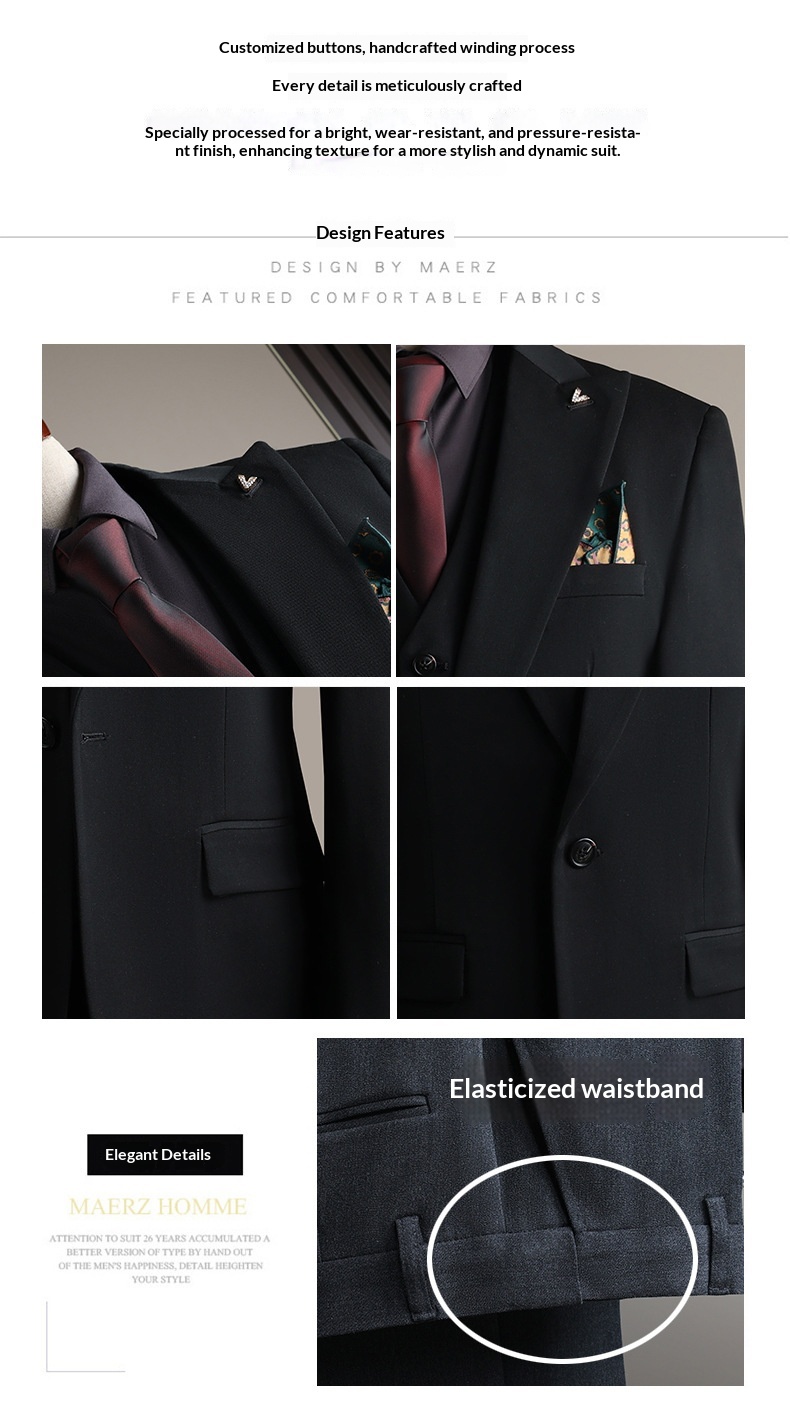 Costume coréen slim fit pour homme, style professionnel, tenue de mariage de haute qualité pour marié._voghion.com