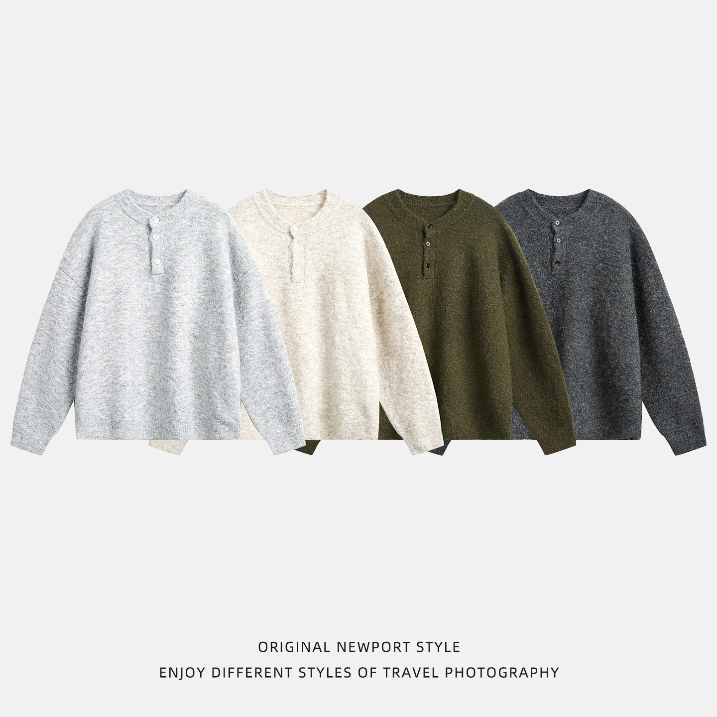 Pull polo en maille pour homme, style décontracté, coupe ample et chaude, idéal pour l'automne et l'hiver._voghion.com